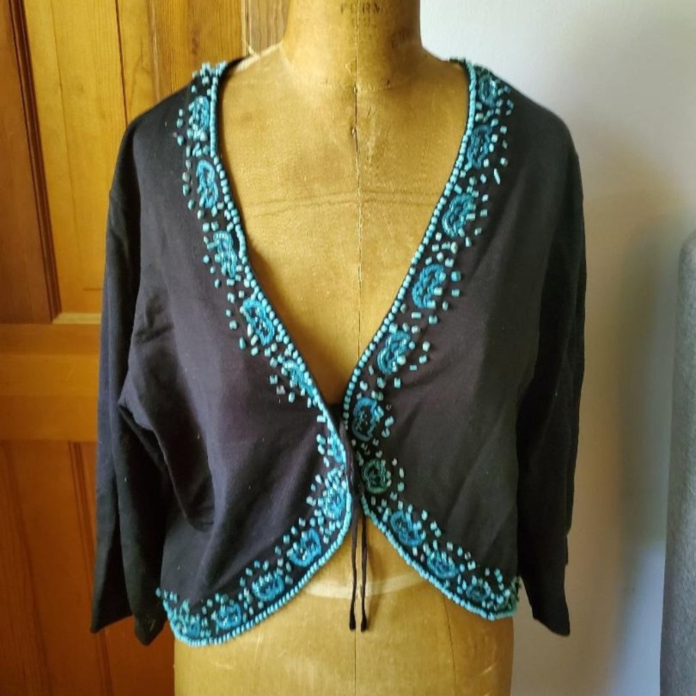 INC Black Beaded Bolero Shrug Plus Size 2X